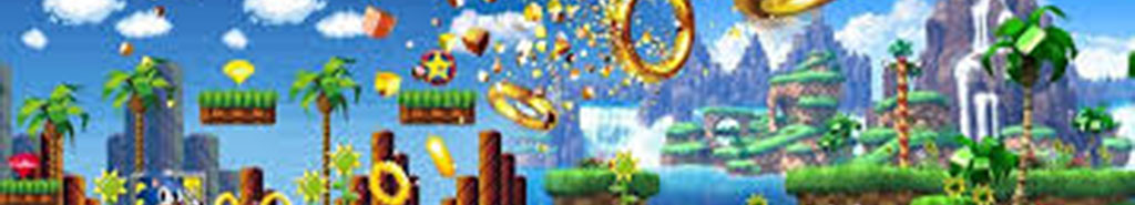 A long landscape of grass from the game sonic mania that shows the green hill zone