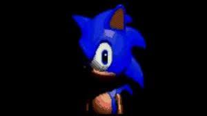 A photo of sonic in what seems to be a black void staring in a devious and angry manner.
